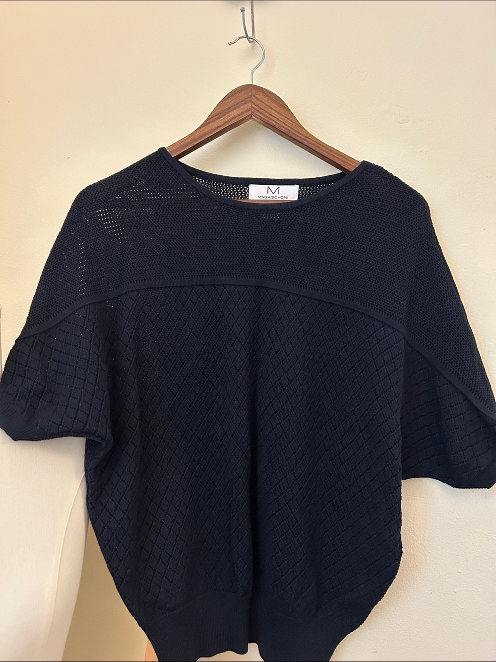 Magaschoni Textured Navy Blue Top